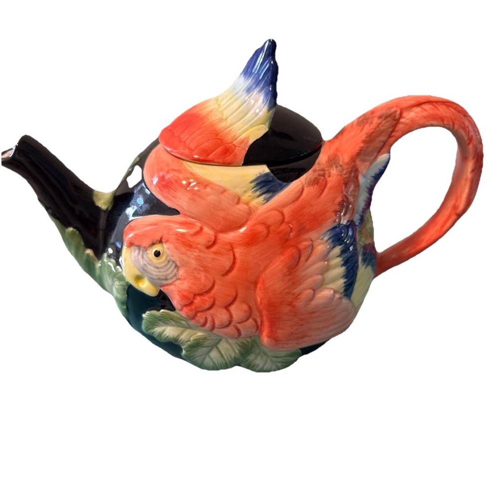 Fitz and Floyd Multicolor Parrot Ceramic Teapot
